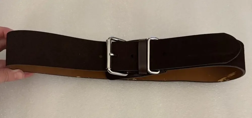 VTG Lauren Ralph Lauren Brown Suede Leather Belt Silver Western M